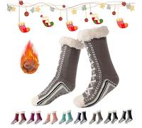 Generico 2026 New Upgraded version Ultra-Thick Cashmere Slipper Home Socks,Non Slip Comfy Warm,Christmas Socks (Gray)