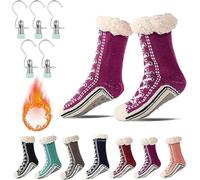 Generico 2026 New Upgraded version Ultra-Thick Cashmere Slipper Home Socks,Non Slip Comfy Warm,Christmas Socks (Dark Purple)