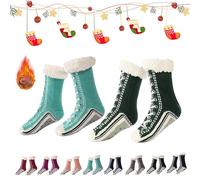 Generico 2026 New Upgraded version Ultra-Thick Cashmere Slipper Home Socks,Non Slip Comfy Warm,Christmas Socks (2pcs-a)