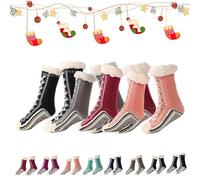 Generico 2026 New Upgraded version Ultra-Thick Cashmere Slipper Home Socks,Non Slip Comfy Warm,Christmas Socks (4pcs-b)