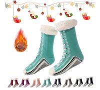 Generico 2026 New Upgraded version Ultra-Thick Cashmere Slipper Home Socks,Non Slip Comfy Warm,Christmas Socks (Lake Blue)