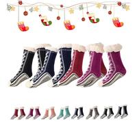 Generico 2026 New Upgraded version Ultra-Thick Cashmere Slipper Home Socks,Non Slip Comfy Warm,Christmas Socks (4pcs-a)