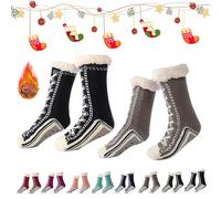 Generico 2026 New Upgraded version Ultra-Thick Cashmere Slipper Home Socks,Non Slip Comfy Warm,Christmas Socks (2pcs-f)