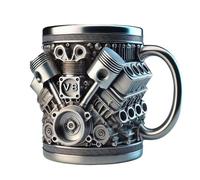 Generico 2026 New V8 Engine Coffee Mug, Retro V8 Engines Stainless Steel Cup, Personalized Double Wall Insulation Car Mug 15oz with Handle for Father, Husband, Mechanic, Car Enthusiast Gift (Sliver)