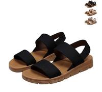 Generico 2026 New Womens Elastic Strap Flat Slide Sandals,Comfortable and Lightweight Slip On Beach Shoes,Low Heel Stretch Sandals for Women (Black,40)
