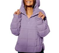 Generico 2026 New Women's Oversized Hooded Puffer Jacket,Quilted Jackets,Lightweight Winter Warm Padded Hoodies Coat (light purple,3XL)