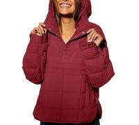 Generico 2026 New Women's Oversized Hooded Puffer Jacket,Quilted Jackets,Lightweight Winter Warm Padded Hoodies Coat (red,3XL)