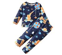 Generico 2026 per Bambini a Maniche Lunghe con Stampa di escavatori e astronavi, Comodo Abbigliamento da casa per Bambini, per Le Stagioni Primaverili e Autunnali.