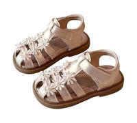 Generico 2026 Sandali con perle per bambine, scarpe da spiaggia con suola morbida per piccole principesse, sandali estivi leggeri per bambine