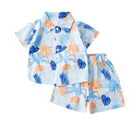 Generico 2026 Set Estivo per Bambini Camicia Maniche Corte e Pantaloncini Casual Comodo Abbigliamento Spiaggia Outdoor per Ragazzi (Orange, 2-3 Years)