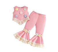 Generico 2026 Set per Bambine con Canottiera Floreale a Frange e Pantaloni a Estivi (9-12 mesi)