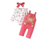 Generico 2026 Tutina per Bambine con Bretelle e Pantaloni a Maniche Lunghe Set Due Pezzi con Stampe di Cartoni Animati Abbigliamento Casual per Piccole Principesse