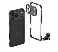 Generico 2026 Ultra-Thin Metal Frame Heat Dissipation Case with Lens Protector for iPhone 17 Pro Max, Case-Metal Texture for iPhone 17 Air (Black,for iPhone 17 Pro)