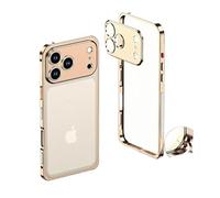 Generico 2026 Ultra-Thin Metal Frame Heat Dissipation Case with Lens Protector for iPhone 17 Pro Max, Case-Metal Texture for iPhone 17 Air (Champagne Gold,for iPhone 17 Pro Max)