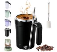 Generico 2026 Upgraded Rechargeable Self Stirring Coffee Mug,Electric Automatic Magnetic Stirring Mug,with Temperature Display & Leak-Proof Lid for Milk Tea,Chocolate (Black)