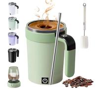 Generico 2026 Upgraded Rechargeable Self Stirring Coffee Mug,Electric Automatic Magnetic Stirring Mug,with Temperature Display & Leak-Proof Lid for Milk Tea,Chocolate (Green)