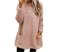 Generico 2026 Womens Cute Sweaters Casual Crewneck Fleece Pullover Long Sleeve Thermal Soft Fuzzy Winter Sweater Dress for Women (Pink,M)