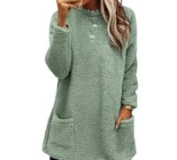 Generico 2026 Womens Cute Sweaters Casual Crewneck Fleece Pullover Long Sleeve Thermal Soft Fuzzy Winter Sweater Dress for Women (Green Light,XXL)
