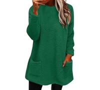 Generico 2026 Womens Cute Sweaters Casual Crewneck Fleece Pullover Long Sleeve Thermal Soft Fuzzy Winter Sweater Dress for Women (Green,3XL)