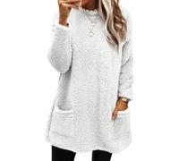 Generico 2026 Womens Cute Sweaters Casual Crewneck Fleece Pullover Long Sleeve Thermal Soft Fuzzy Winter Sweater Dress for Women (White,S)