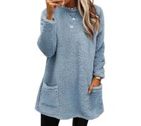 Generico 2026 Womens Cute Sweaters Casual Crewneck Fleece Pullover Long Sleeve Thermal Soft Fuzzy Winter Sweater Dress for Women (Blue Light,S)