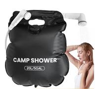 Generico 20L Camping Shower Bag for Outdoor, Portable Solar Water Storage Bag, Heavy Duty Beach Sħower for Swimming Travel, Hanging Camp Showeŕ with Hose, Black