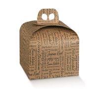 Generico 20x20x18 cm Scatola Portapanettone con maniglia | PORTA PANETTONE DOLCI TORTE CESTO DI NATALE REGALI NATALIZI (5 pezzi con scritte)