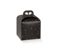 Generico 20x20x18 cm Scatola Portapanettone con maniglia | PORTA PANETTONE DOLCI TORTE CESTO DI NATALE REGALI NATALIZI (5 pezzi Nero Costellazioni)