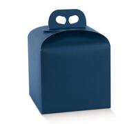 Generico 20x20x18 cm Scatola Portapanettone con maniglia | PORTA PANETTONE DOLCI TORTE CESTO DI NATALE REGALI NATALIZI (5 pezzi fibra blu)