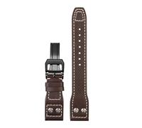 Generico 21 22mm Bracciale retro rivetti in pelle cinturino compatibile con IWC Big Pilot Spitfire Mark18 vintage in di vacchetta marrone nero blu