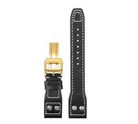 Generico 21 22mm Bracciale retro rivetti in pelle cinturino compatibile con IWC Big Pilot Spitfire Mark18 vintage in di vacchetta marrone nero blu