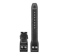 Generico 21 22mm Bracciale retro rivetti in pelle cinturino compatibile con IWC Big Pilot Spitfire Mark18 vintage in di vacchetta marrone nero blu