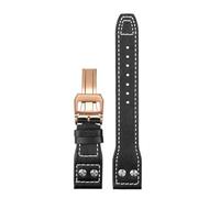Generico 21 22mm Bracciale retro rivetti in pelle cinturino compatibile con IWC Big Pilot Spitfire Mark18 vintage in di vacchetta marrone nero blu