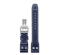 Generico 21 22mm Bracciale retro rivetti in pelle cinturino compatibile con IWC Big Pilot Spitfire Mark18 vintage in di vacchetta marrone nero blu