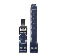 Generico 21 22mm Bracciale retro rivetti in pelle cinturino compatibile con IWC Big Pilot Spitfire Mark18 vintage in di vacchetta marrone nero blu