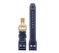 Generico 21 22mm Bracciale retro rivetti in pelle cinturino compatibile con IWC Big Pilot Spitfire Mark18 vintage in di vacchetta marrone nero blu