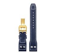Generico 21 22mm Bracciale retro rivetti in pelle cinturino compatibile con IWC Big Pilot Spitfire Mark18 vintage in di vacchetta marrone nero blu