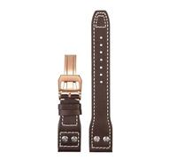 Generico 21 22mm Bracciale retro rivetti in pelle cinturino compatibile con IWC Big Pilot Spitfire Mark18 vintage in di vacchetta marrone nero blu