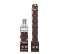 Generico 21 22mm Bracciale retro rivetti in pelle cinturino compatibile con IWC Big Pilot Spitfire Mark18 vintage in di vacchetta marrone nero blu