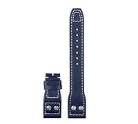Generico 21 22mm Bracciale retro rivetti in pelle cinturino compatibile con IWC Big Pilot Spitfire Mark18 vintage in di vacchetta marrone nero blu