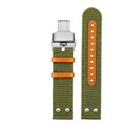 Generico 22mm compatibile con Hamilton Khaki aviazione H77616533 H70615733 cinturino orologio oltre la velocità del vento tela di nylon traspirante accessori(Green silver fold)