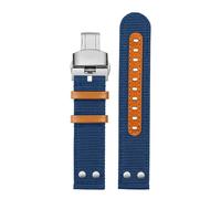 Generico 22mm compatibile con Hamilton Khaki aviazione H77616533 H70615733 cinturino orologio oltre la velocità del vento tela di nylon traspirante accessori(Blue silver fold)
