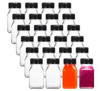 Generico 24-Pack Small Plastic Juice Bottle - 2 oz Plastic Containers with Lids - Travel Bottle for Juice, Ginger Shots - Freezer and Dishwasher Safe Mini Containers with Lids