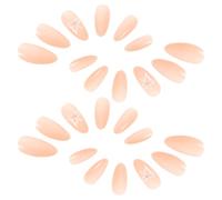 Generico 24 Pezzi Unghie Finte Rosa Fiocco a Farfalla e Pietre Decorative Cristallo, Copertura Completa in Plastica Lucida a Forma di Mandorla, Applicazione Rapida e Vestibilità Sicura per