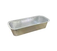 Generico 25/50/100 Vaschette in Alluminio VARIE DIMENSIONI bordo G | Argentate contenitori per Alimenti USA e Getta, teglie in Alluminio per Takeaway (100 pz Plumcake 23.5x10.5x5 cm)