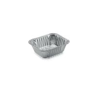 Generico 25/50/100 Vaschette in Alluminio VARIE DIMENSIONI bordo G | Argentate contenitori per Alimenti USA e Getta, teglie in Alluminio per Takeaway (100 pz 12.4x9.9 cm mezza porzione)