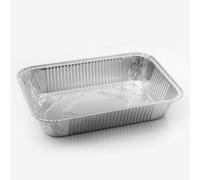 Generico 25/50/100 Vaschette in Alluminio VARIE DIMENSIONI bordo G | Argentate contenitori per Alimenti USA e Getta, teglie in Alluminio per Takeaway (25pz 6 porzioni 32x22cm)