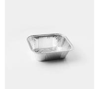 Generico 25/50/100 Vaschette in Alluminio VARIE DIMENSIONI bordo G | Argentate contenitori per Alimenti USA e Getta, teglie in Alluminio per Takeaway (100pz 1 porzione 15x12cm)