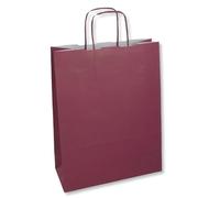 Generico 25 PZ Busta Shopper in Carta Misura 24+10x31 cm Vari Colori 25 Buste di Carta con Manico per Negozi attività Sacchetti Regalo (Bordeaux)