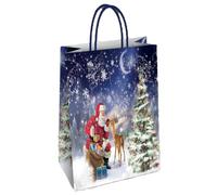 Generico 25 PZ Busta Shopper Natalizia Albero, Babbo Natale E Renna 26x12x35 cm